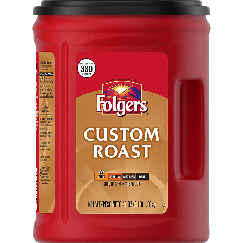 Folgers Mild Custom Roast Ground Coffee - Smooth Medium Roast (48 oz