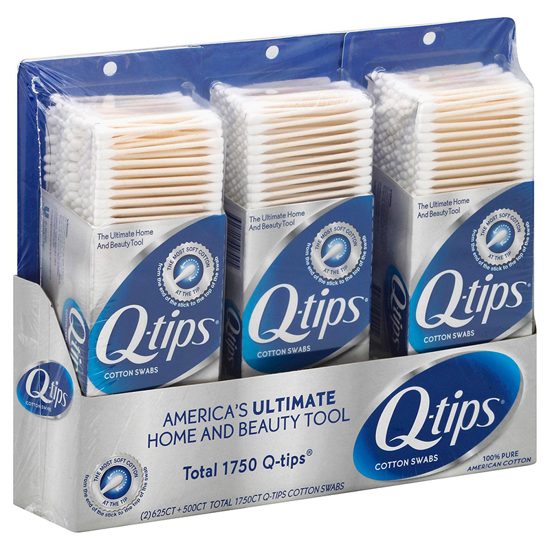 QTips Cotton Swabs 625 Count (2) Pack & 500 Count (1) Pack