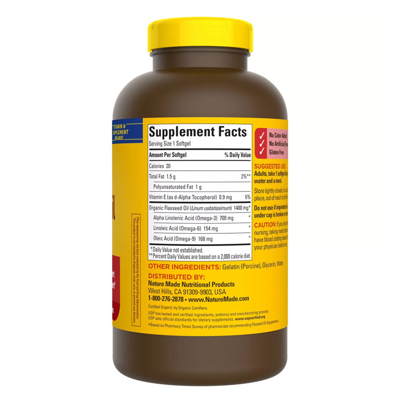 Nature Made Flaxseed Oil, 1400 mg Softgels, for Heart Health (300 ct