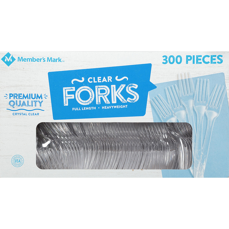 Members Mark Clear Plastic Forks Heavyweight 300 Count 78742044545