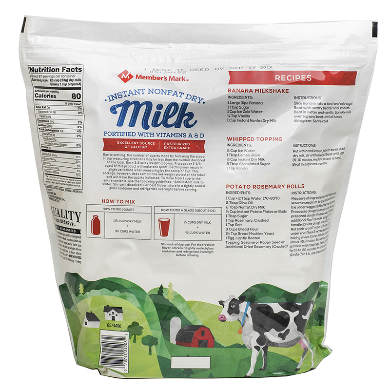 Member's Mark Non-Fat Instant Dry Milk (70.4 oz.) 78742252032 | eBay
