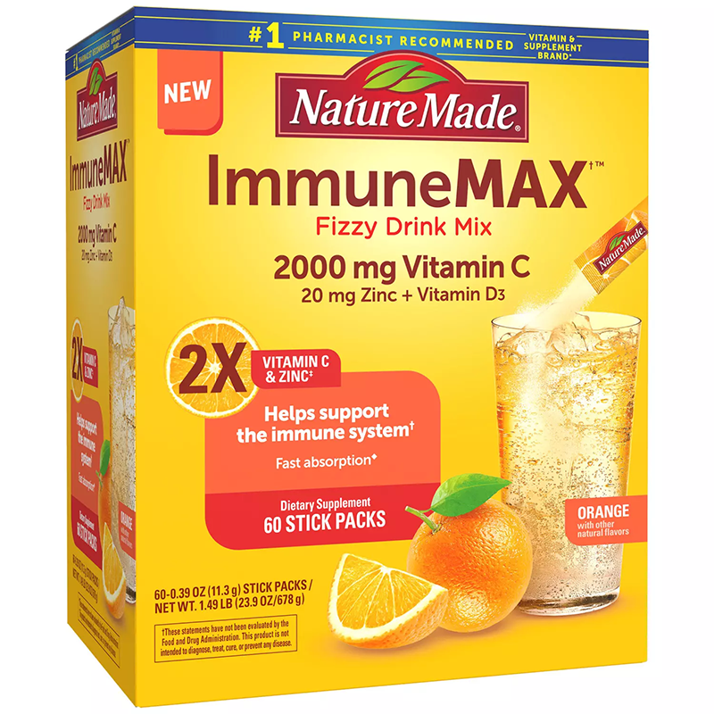 Nature Made ImmuneMAX Fizzy Drink Mix Supplement for Immune Support (60