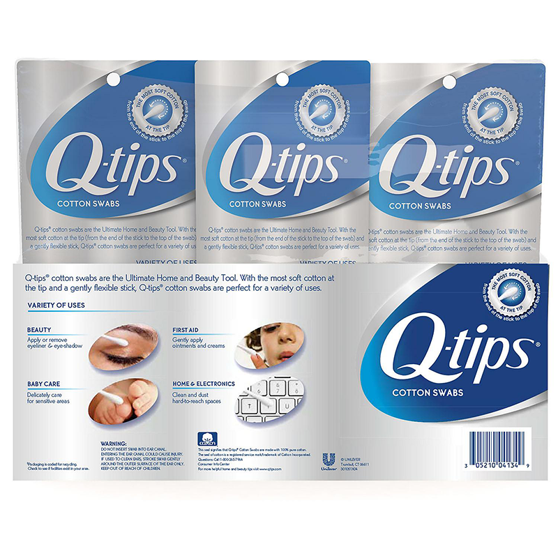 QTips Cotton Swabs 625 Count (2) Pack & 500 Count (1) Pack