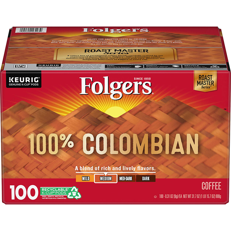 folgers k cups 100 colombian