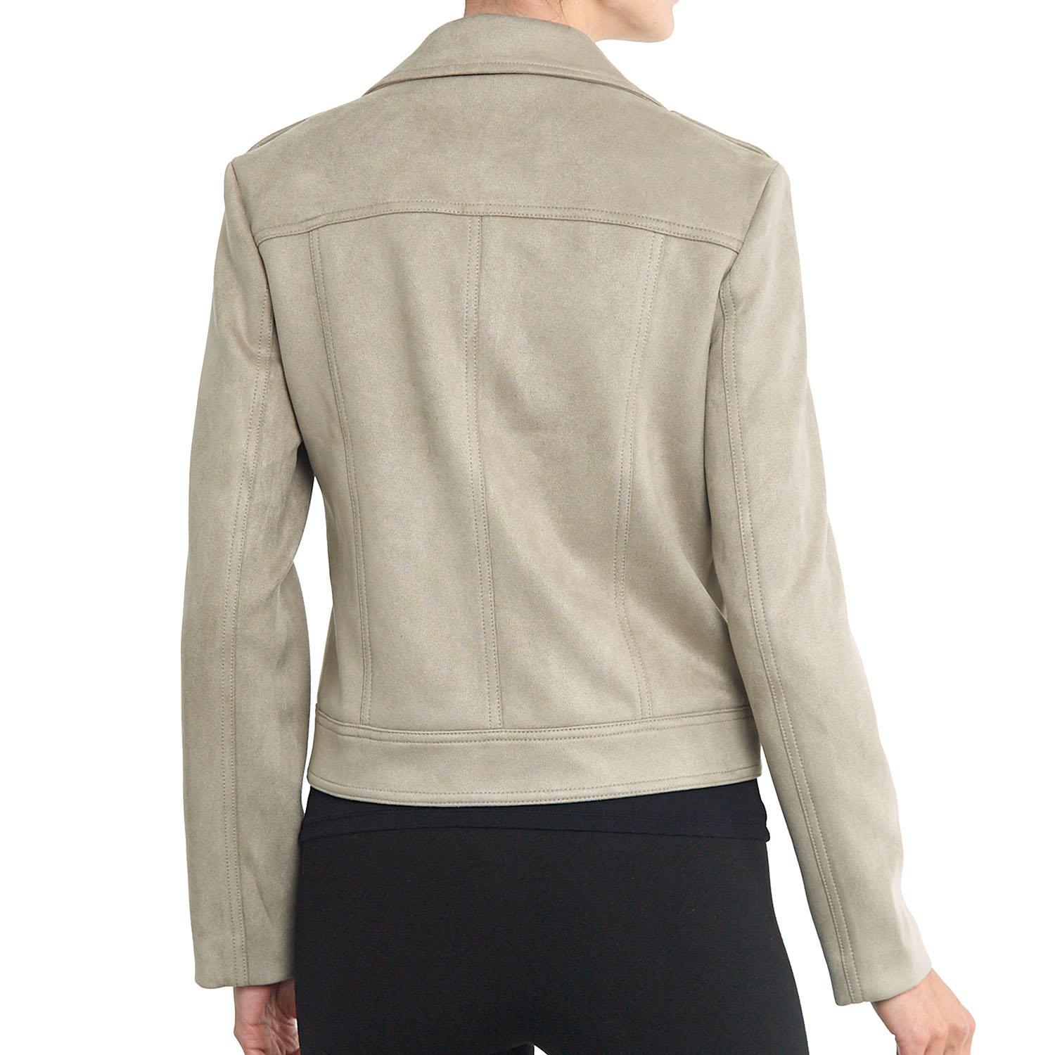 Philosophy Women's Long Sleeve Faux Suede Moto Jacket (Taupe, Large) | eBay