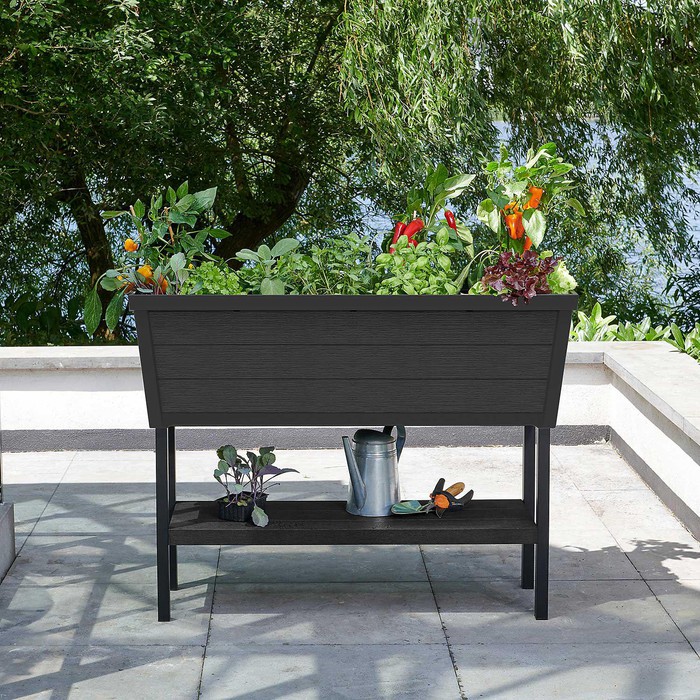 Keter XL Urban Bloomer Resin Elevated Planter Raised Garden Bed Black ...