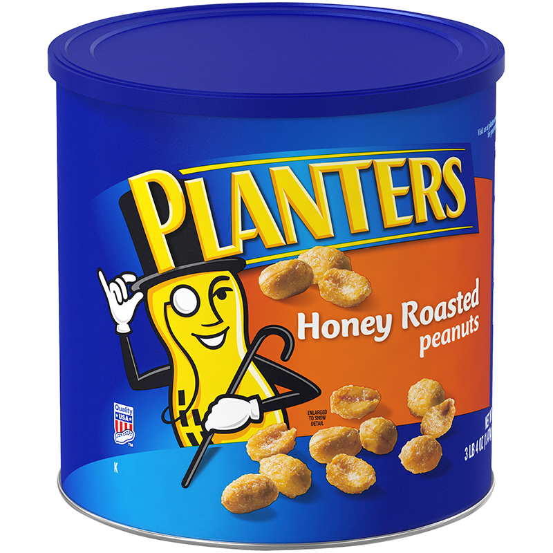 Planters Honey Roasted Peanuts, CholesterolFree 52 oz Resealable Can