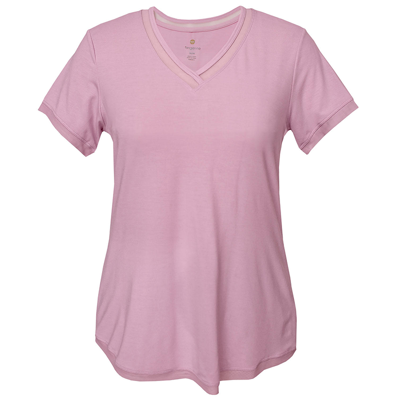 Tangerine-Brand Active V-Neck Tee with Inverted Pleated Back - Lilac ...
