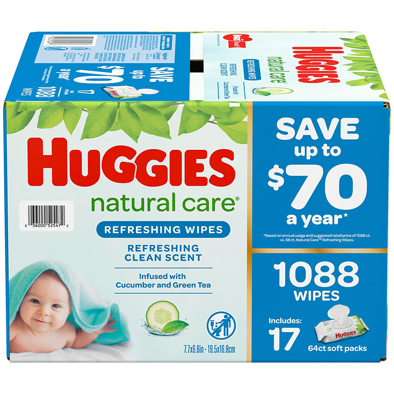 Huggies Natural Care Baby Wipe Refill Refreshing Clean 17 Packs 1088