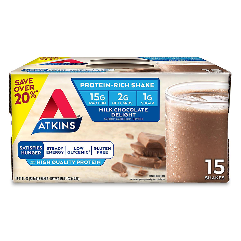 Atkins Gluten Free Protein Rich Shake Milk Chocolate Delight Keto