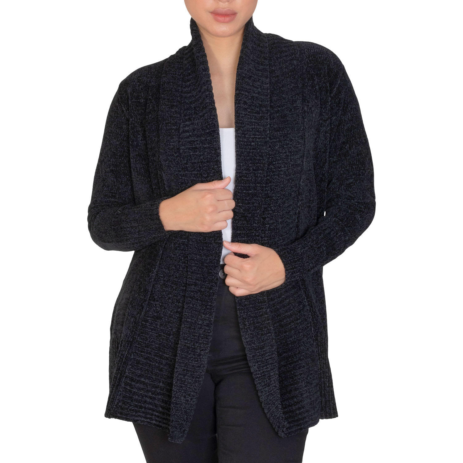 chenille cardigan black