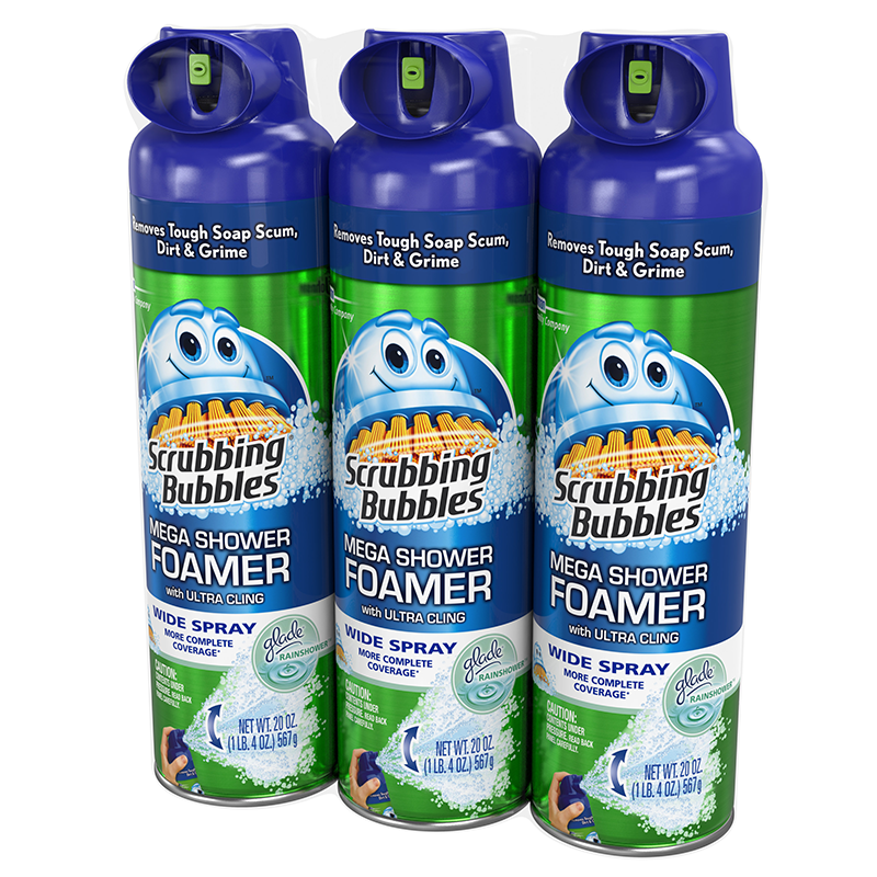 Scrubbing Bubbles Mega Shower Foaming Aerosol, Rainshower (20 oz., 3